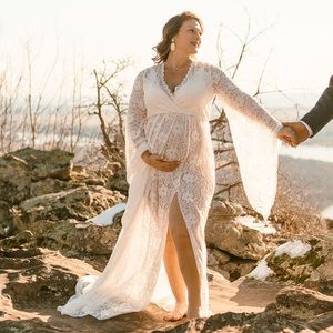 Medium Boho lace maternity photoshoot dress